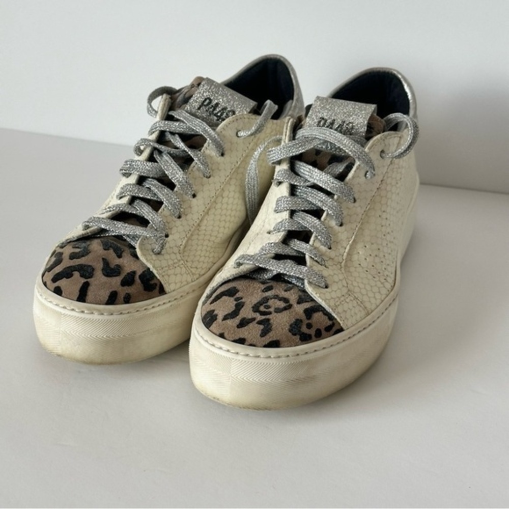P448 Thea Python Roccia White Leather Platform Sneakers